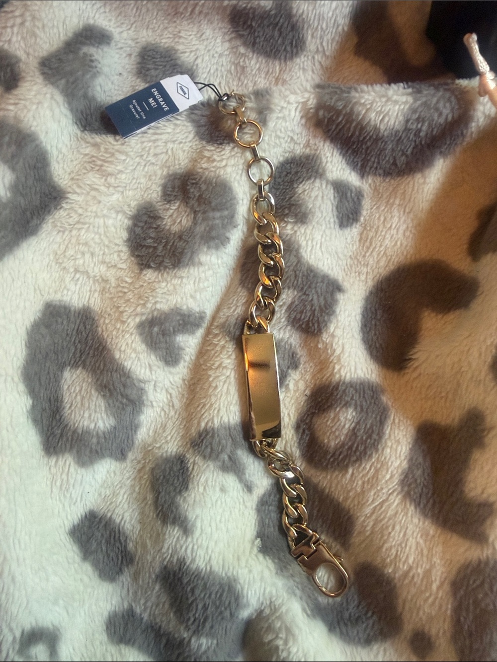 Fossil JF04130710 Engravable Stainless Steel ID Chain Bracelet NWT